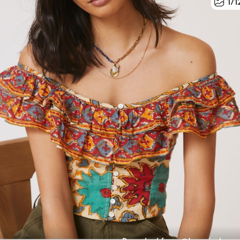 Rachel Zoe Crop Top Floral Off The Shoulder Ruffle Button Boho
Peasant Beach M